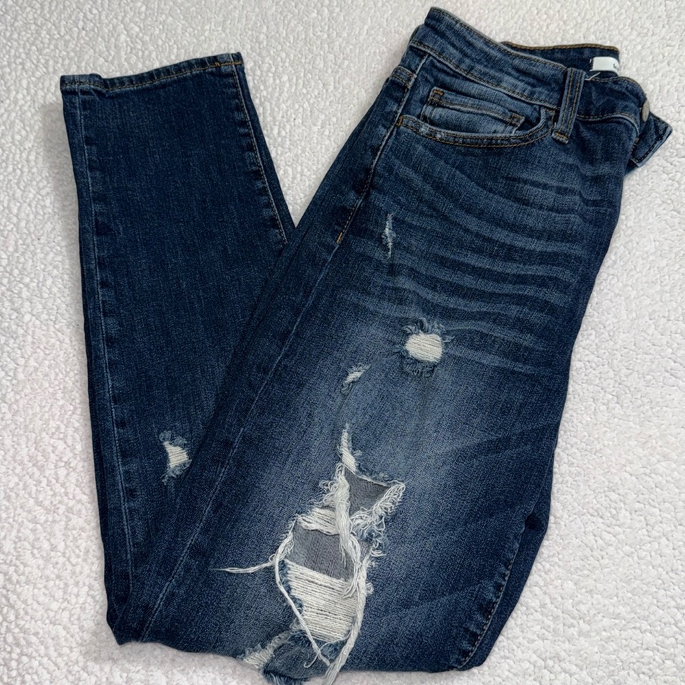 Willow & Rose women’s size 28 distressed denim mom jeans high rise skinny